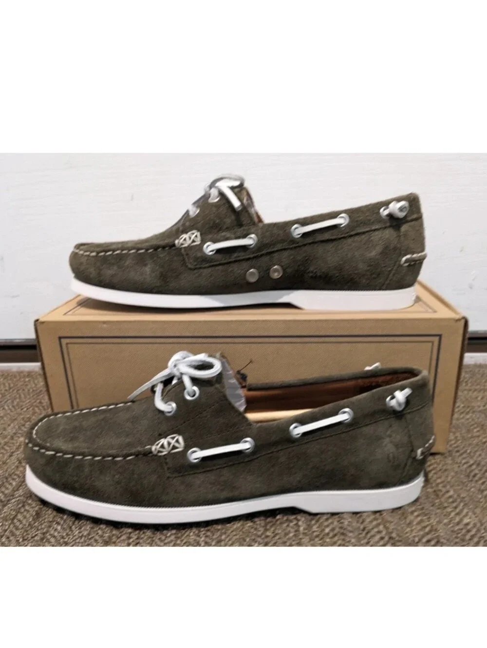 Polo Ralph Lauren Merton Suede Boat Shoe , Green, Men's Size 10 New With Box